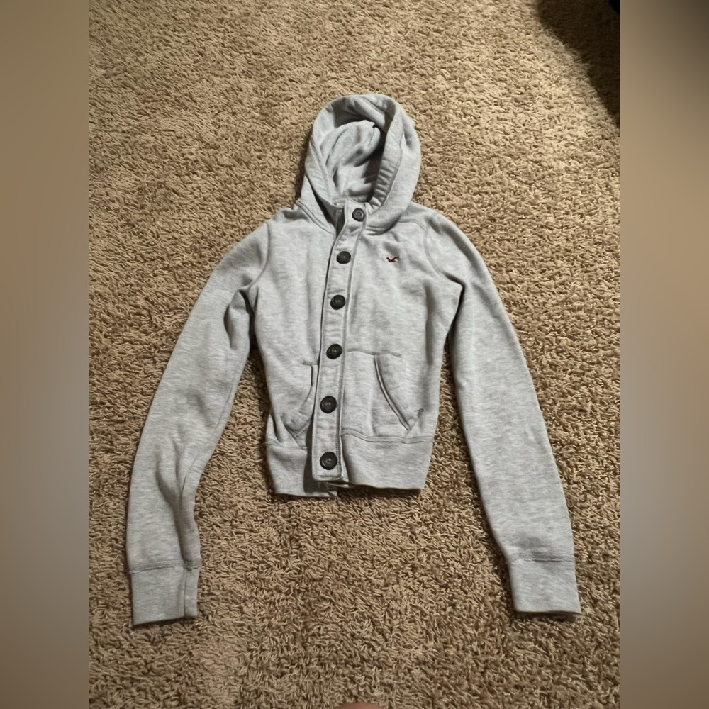 hollister grey button up jacket